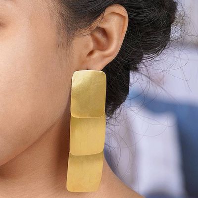 Alternate image for Hand Crafted Gold-Plated Dangle Earrings Reflection of Life
