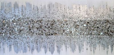 Alternate image for Silver & White Glitter Glass Glam Wall Art Painting Home Decor Hanging