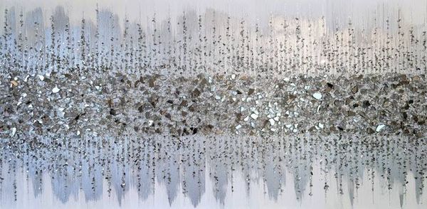 Alternate image for Silver & White Glitter Glass Glam Wall Art Painting Home Decor Hanging