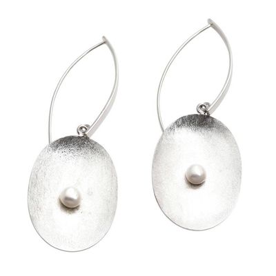 Alternate image for Brushed Sterling Silver and Cultured Pearl Dangle Earrings Seeds of Change