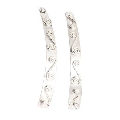Alternate image for Sterling Silver Drop Earrings with Double Spiral Motif In Spiral Movement