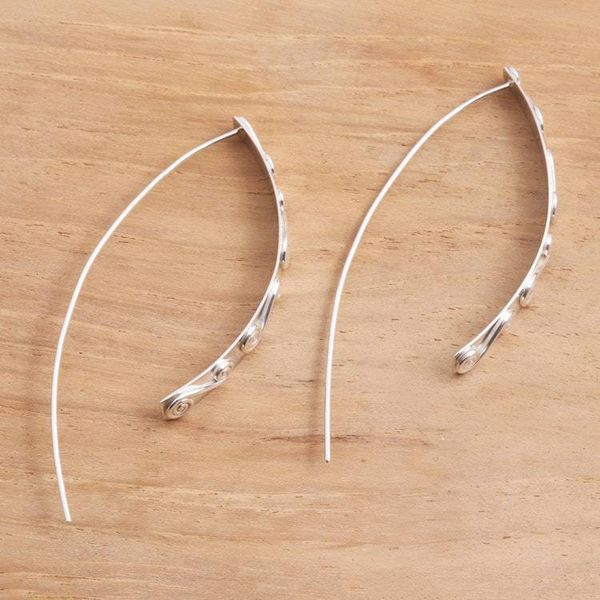 Alternate image for Sterling Silver Drop Earrings with Double Spiral Motif In Spiral Movement