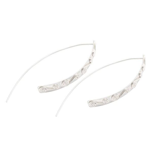 Alternate image for Sterling Silver Drop Earrings with Double Spiral Motif In Spiral Movement