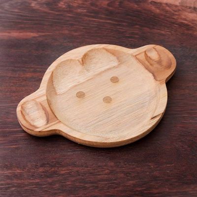 Alternate image for Monkey-Themed Teak Wood Serving Plate from Thailand Playful Monkey