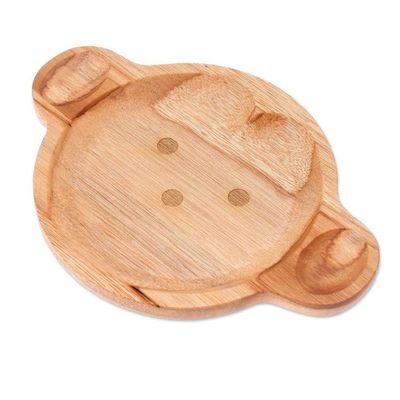 Alternate image for Monkey-Themed Teak Wood Serving Plate from Thailand Playful Monkey