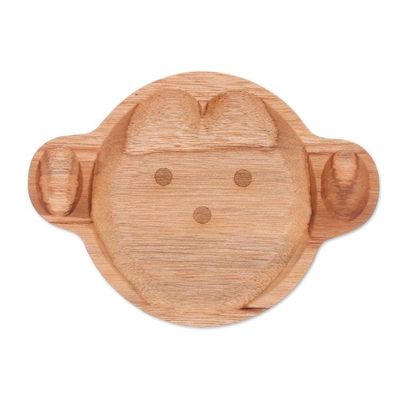 Alternate image for Monkey-Themed Teak Wood Serving Plate from Thailand Playful Monkey