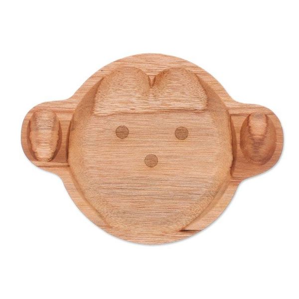 Alternate image for Monkey-Themed Teak Wood Serving Plate from Thailand Playful Monkey