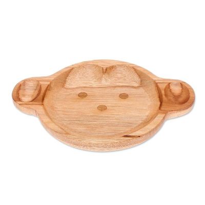 Alternate image for Monkey-Themed Teak Wood Serving Plate from Thailand Playful Monkey