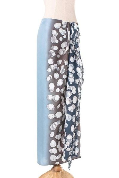 Alternate image for Bubble Motif Cotton Sarong in Blue from Thailand Azure Bubbles