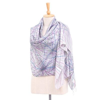 Primary image for Hand-Painted Abstract-Motif Silk Shawl Firework Festival in Grey