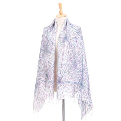 Alternate image for Hand-Painted Abstract-Motif Silk Shawl Firework Festival in Grey
