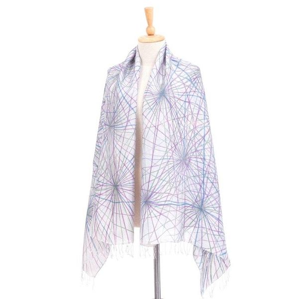 Alternate image for Hand-Painted Abstract-Motif Silk Shawl Firework Festival in Grey