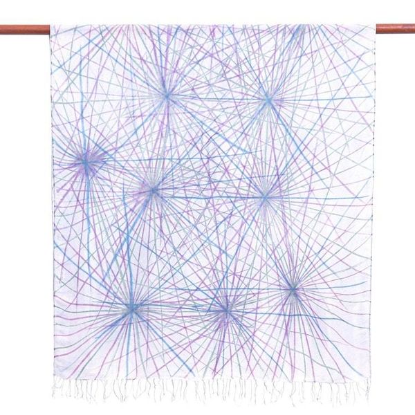 Alternate image for Hand-Painted Abstract-Motif Silk Shawl Firework Festival in Grey