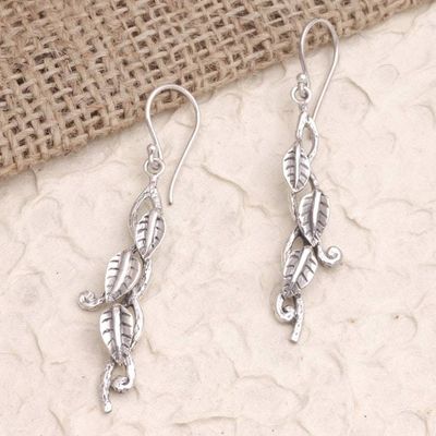 Primary image for Sterling Silver Vines and Leaves Dangle Earrings from Bali Vines of Leaves