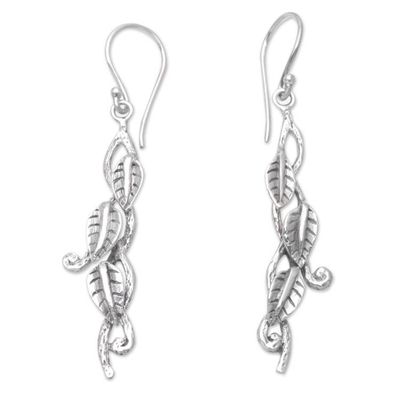 Alternate image for Sterling Silver Vines and Leaves Dangle Earrings from Bali Vines of Leaves