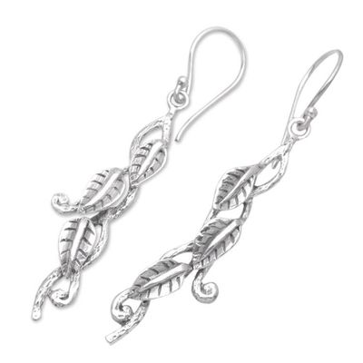 Alternate image for Sterling Silver Vines and Leaves Dangle Earrings from Bali Vines of Leaves
