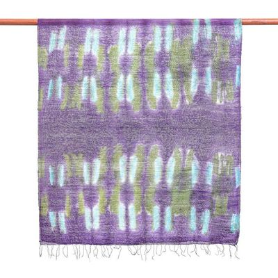 Alternate image for Handmade Batik Silk Scarf from Thailand Vivid Night