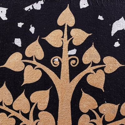 Alternate image for Thai Silver  Gold Traditional Art Buddhist Faith Painting Silver Light Modern Bodhi