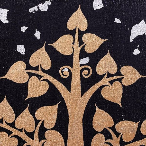 Alternate image for Thai Silver Gold Traditional Art Buddhist Faith Painting Silver Light Modern Bodhi