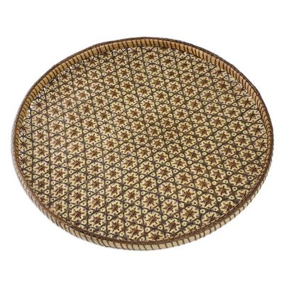 Alternate image for Handcrafted Woven Flower Motif Rattan Tray 11 inch Presenting Pikul