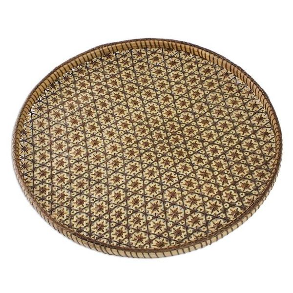 Alternate image for Handcrafted Woven Flower Motif Rattan Tray 11 inch Presenting Pikul