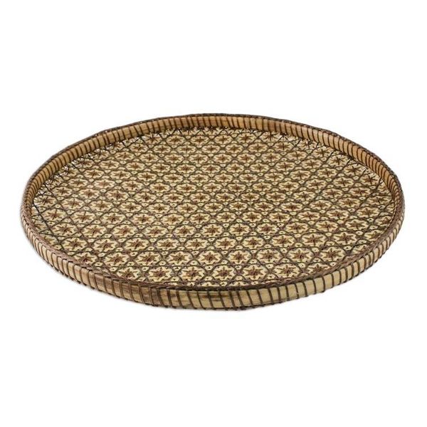 Alternate image for Handcrafted Woven Flower Motif Rattan Tray 11 inch Presenting Pikul