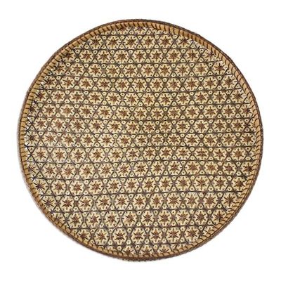 Alternate image for Handcrafted Woven Flower Motif Rattan Tray 11 inch Presenting Pikul