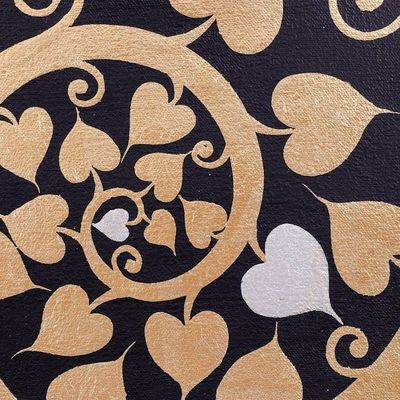 Alternate image for Thai Traditional Art Gold on Black Buddhism Painting Golden Bodhi Spiral