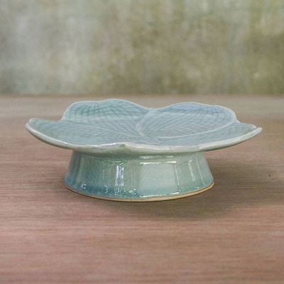 Alternate image for Hand Made Celadon Orchid Centerpiece or Serving Dish Blooming Orchid