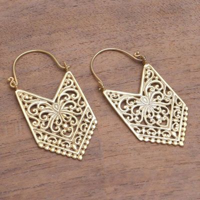 Alternate image for 18k Gold Plated Brass Arrow Drop Earrings from Bali Luxurious Pura