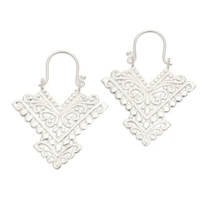 Alternate image for Pointed Sterling Silver Plated Drop Earrings from Bali Glamorous Pura
