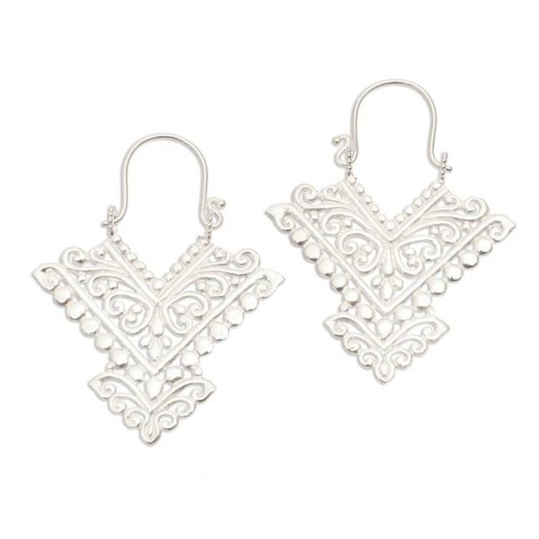 Alternate image for Pointed Sterling Silver Plated Drop Earrings from Bali Glamorous Pura