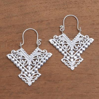 Alternate image for Pointed Sterling Silver Plated Drop Earrings from Bali Glamorous Pura
