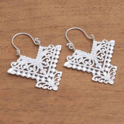 Alternate image for Pointed Sterling Silver Plated Drop Earrings from Bali Glamorous Pura