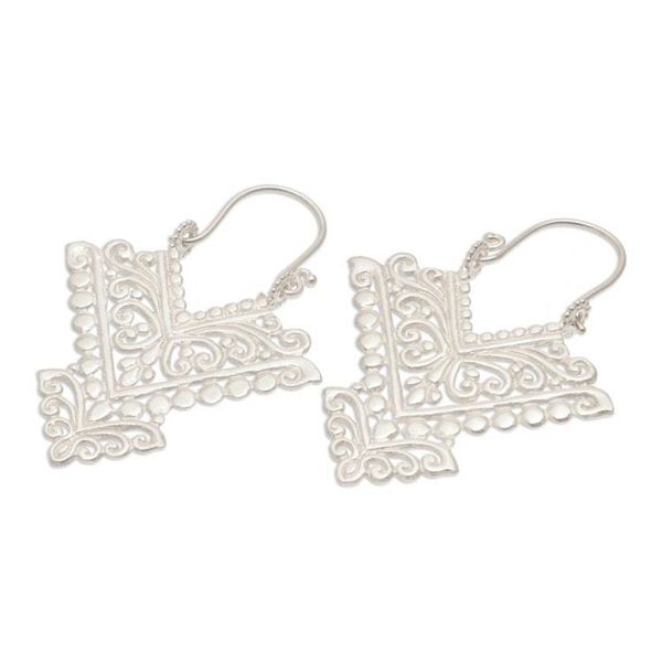 Alternate image for Pointed Sterling Silver Plated Drop Earrings from Bali Glamorous Pura