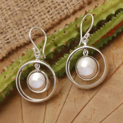 Alternate image for Modern High-Polished Sterling Silver Dangle Earrings Sparkling Lantern
