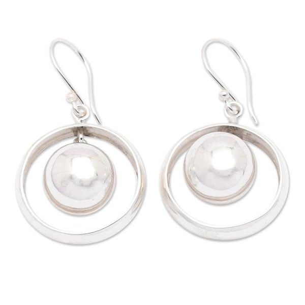 Alternate image for Modern High-Polished Sterling Silver Dangle Earrings Sparkling Lantern