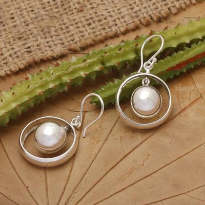 Alternate image for Modern High-Polished Sterling Silver Dangle Earrings Sparkling Lantern