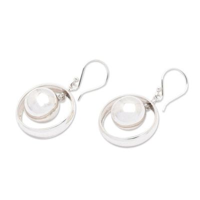 Alternate image for Modern High-Polished Sterling Silver Dangle Earrings Sparkling Lantern