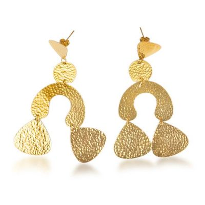 Alternate image for Hammered 22k Gold-Plated Statement Dangle Earrings from Bali Love for Luxury