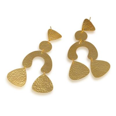 Alternate image for Hammered 22k Gold-Plated Statement Dangle Earrings from Bali Love for Luxury