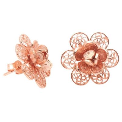 Alternate image for Rose Gold-Plated Button Earrings from Bali Delicate Frangipani