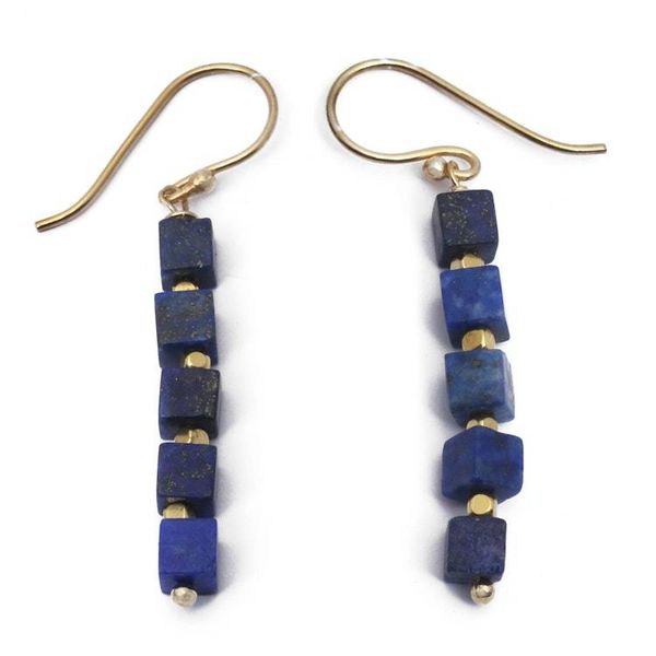 Alternate image for 18k Gold-Plated Dangle Earrings with Lapis Lazuli Stones Midnight Margarita