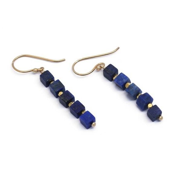 Alternate image for 18k Gold-Plated Dangle Earrings with Lapis Lazuli Stones Midnight Margarita