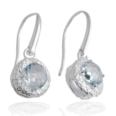 Alternate image for Sterling Silver Dangle Earrings with 5-Carat Blue Topaz Gems Shining Sky