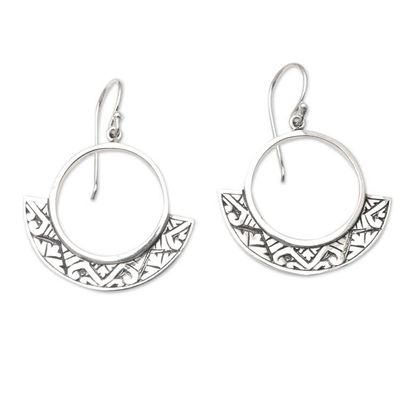 Alternate image for Round Sterling Silver Dangle Earrings from Bali Traveled Path