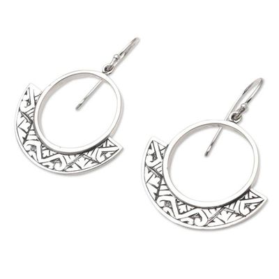 Alternate image for Round Sterling Silver Dangle Earrings from Bali Traveled Path