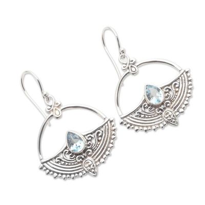 Alternate image for Blue Topaz and Sterling Silver Dangle Earrings Joyous Tears