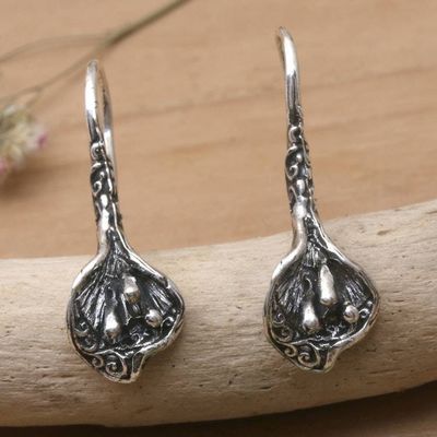 Alternate image for Darkened Floral-Shaped Sterling Silver Drop Earrings Blossom Enchantment