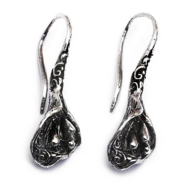Alternate image for Darkened Floral-Shaped Sterling Silver Drop Earrings Blossom Enchantment